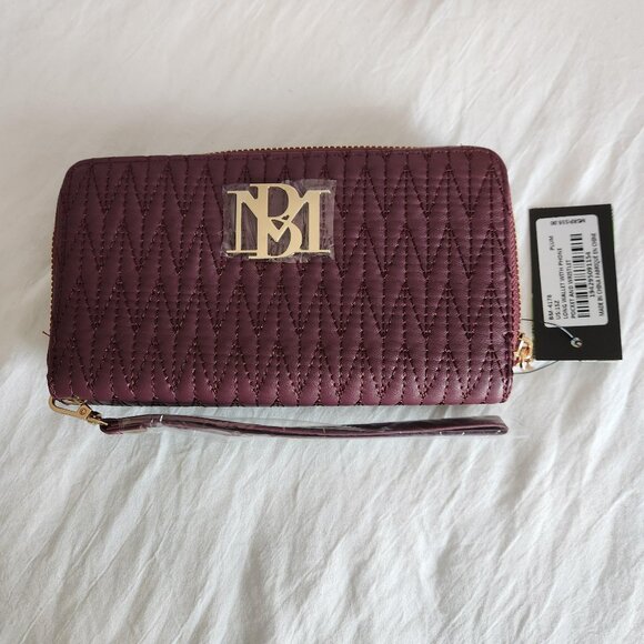 Badgley Mischka Wine Long Wallet with Phone pocket and wristlet, NWT - Picture 1 of 5